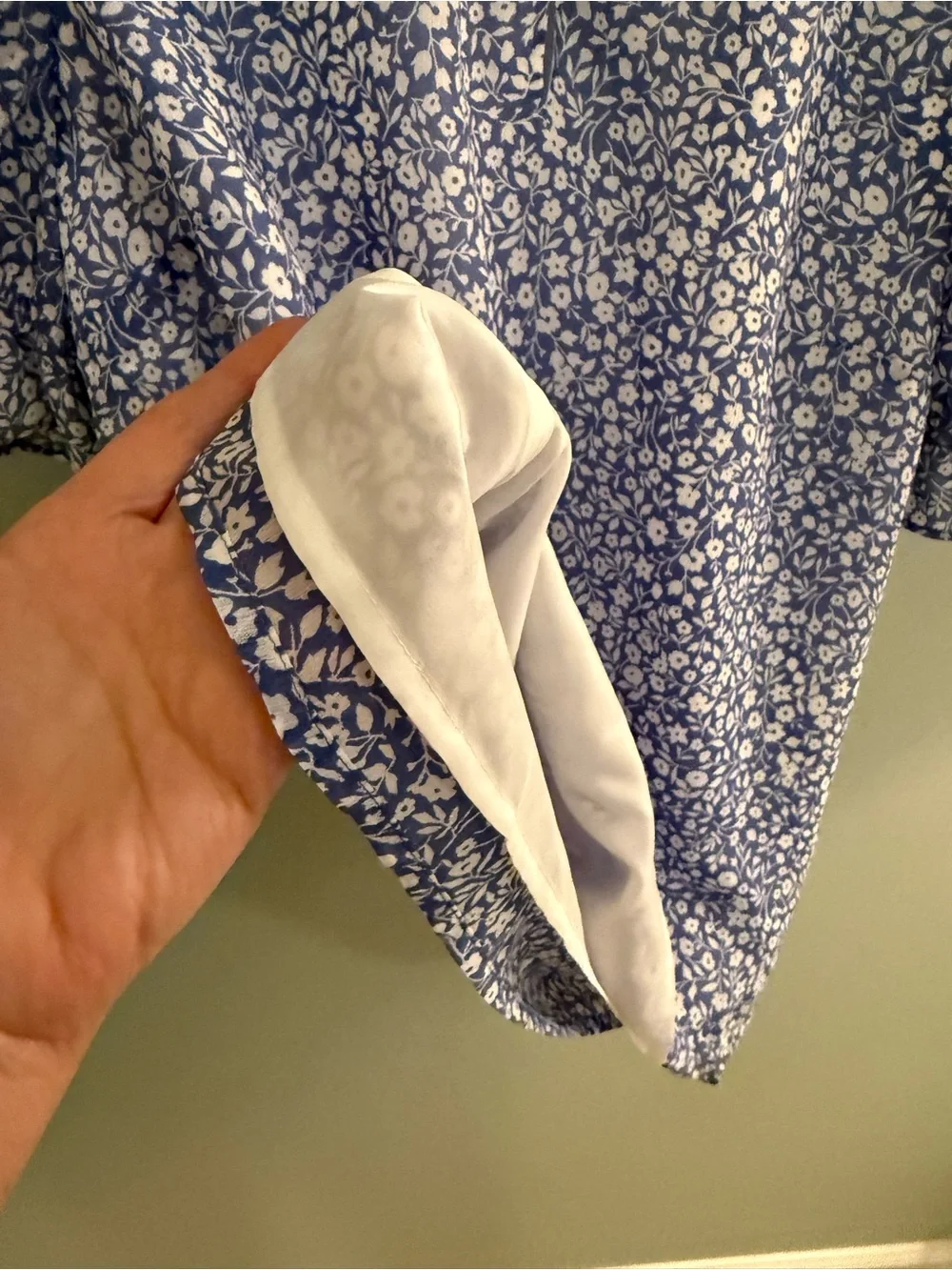 J. Crew Liberty London Luxury fabric Blue and White Floral Ruffle Sleeve Blouse